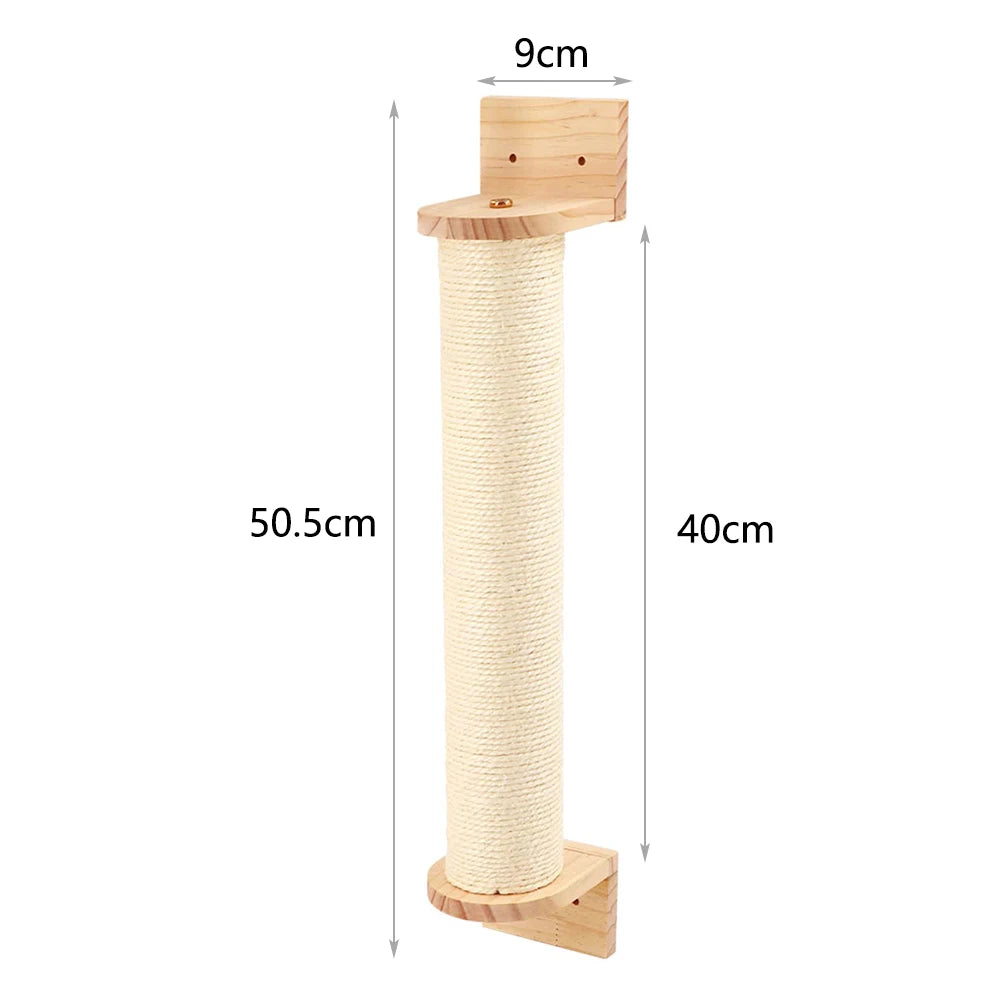 Cat Climbing Shelf Wall Mounted Four Step Stairway with Sisal Scratching Post for Cats Tree Tower Platform Jumping Pet Furniture