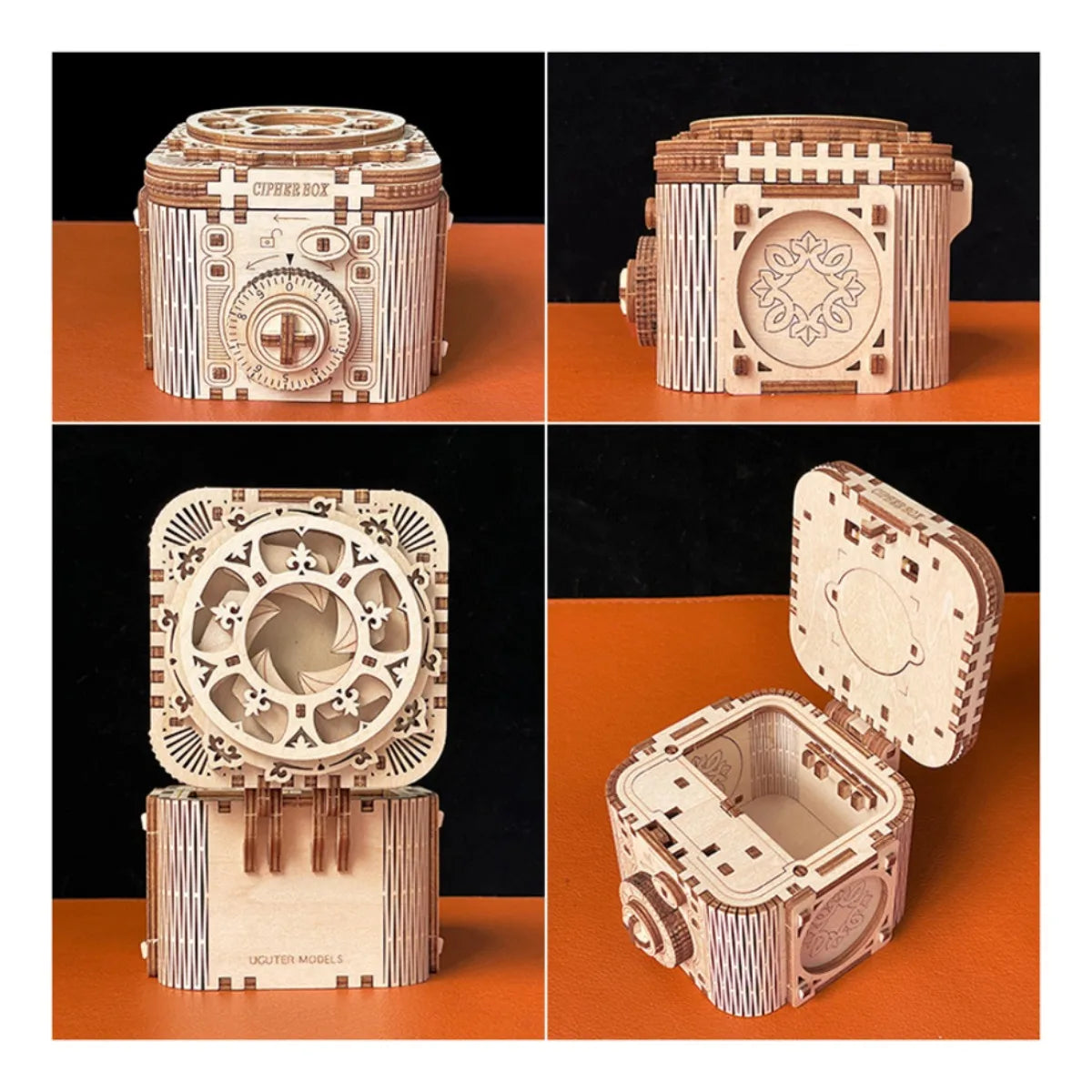 3D Wooden Jewelry Case Mechanical Puzzles Assembling Building Constructor Blocks Model Ring Necklace Code Password Safe Box DIY