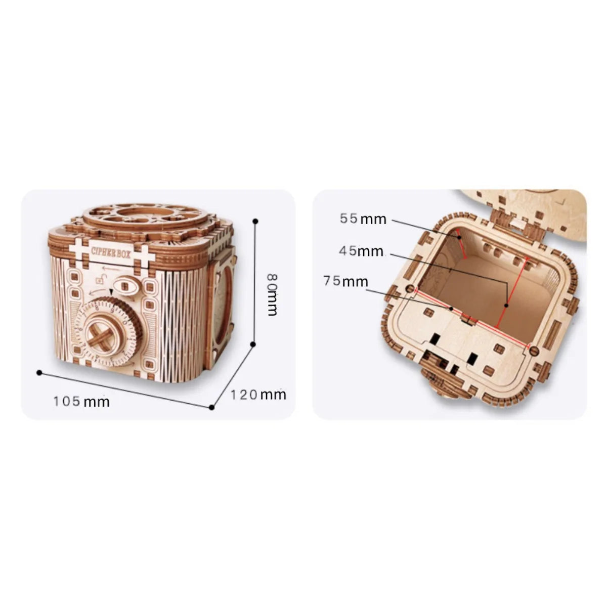 3D Wooden Jewelry Case Mechanical Puzzles Assembling Building Constructor Blocks Model Ring Necklace Code Password Safe Box DIY